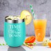 Time to Wine Down | Coolife 12 oz Stainless Steel Novelty Wine Tumbler Insulated Stemless Funny Sippy Cup with Lid and Straw | Perfect Holiday Gift for Everyone